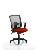 Portland II Mesh Back With Height Adjustable Arms Bespoke Colour Seat Tabasco Orange