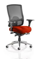 Regent High Mesh Back Ergonomic Task Operator Office Chair With Height Adjustable Arms Bespoke Colour Seat Tabasco Orange