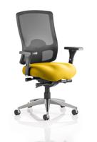 Regent High Mesh Back Ergonomic Task Operator Office Chair With Height Adjustable Arms Bespoke Colour Seat Senna Yellow