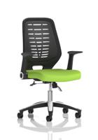 Relay Task Operator Chair Black Back With Folding Arms Bespoke Colour Myrrh Green