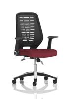 Relay Task Operator Chair Black Back With Folding Arms Bespoke Colour Ginseng Chilli