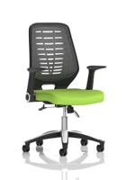 Relay Task Operator Chair Silver Back With Folding Arms Bespoke Colour Myrrh Green