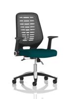 Relay Task Operator Chair Silver Back With Folding Arms Bespoke Colour Maringa Teal