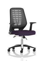 Relay Task Operator Chair Silver Back With Folding Arms Bespoke Colour Tansy Purple