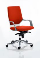 Xenon Executive White Shell Medium Back Bespoke Colour Back And Seat Tabasco Orange