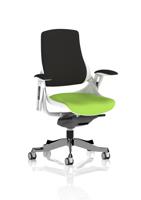 Zure White Shell Black Fabric Back Bespoke Colour Seat Myrrh Green