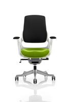 Zure White Shell Black Fabric Back Bespoke Colour Seat Myrrh Green