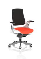 Zure White Shell Black Fabric Back Bespoke Colour Seat Tabasco Orange