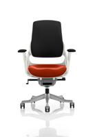 Zure White Shell Black Fabric Back Bespoke Colour Seat Tabasco Orange