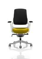 Zure White Shell Black Fabric Back Bespoke Colour Seat Senna Yellow