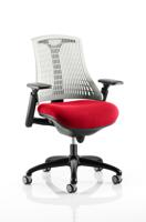 Flex Task Operator Chair Black Frame White Back Bespoke Colour Seat Bergamot Cherry