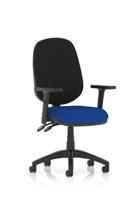 Eclipse Plus II Lever Task Operator Chair With Height Adjustable Arms Bespoke Colour Seat Stevia Blue