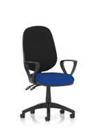 Eclipse Plus II Lever Task Operator Chair With Loop Arms Bespoke Colour Seat Stevia Blue