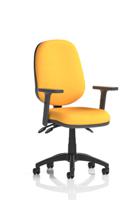 Eclipse Plus III Lever Task Operator Chair With Height Adjustable Arms Bespoke Colour Back And Seat Senna Yellow