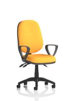 Eclipse Plus III Lever Task Operator Chair With Loop Arms Bespoke Colour Back And Seat Senna Yellow