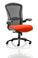 Houston Heavy Duty Task Operator Chair Black Mesh Back Bespoke Colour Seat Tabasco Orange