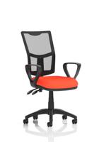 Eclipse Plus II Lever Task Operator Chair Mesh Back With Loop Arms Bespoke Colour Seat Tabasco Orange