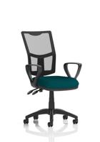 Eclipse Plus II Lever Task Operator Chair Mesh Back With Loop Arms Bespoke Colour Seat Maringa Teal