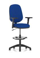 Eclipse Plus I Lever Task Operator Chair With High Rise Draughtsman Kit With Height Adjustable Arms Bespoke Colour Back And Seat Stevia Blue