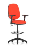 Eclipse Plus I Lever Task Operator Chair With High Rise Draughtsman Kit With Height Adjustable Arms Bespoke Colour Back And Seat Tabasco Orange