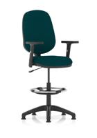 Eclipse Plus I Lever Task Operator Chair With High Rise Draughtsman Kit With Height Adjustable Arms Bespoke Colour Back And Seat Maringa Teal