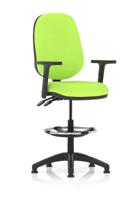 Eclipse Plus II Lever Task Operator Chair With High Rise Draughtsman Kit With Height Adjustable Arms Bespoke Colour Back And Seat Myrrh Green