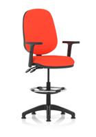 Eclipse Plus II Lever Task Operator Chair With High Rise Draughtsman Kit With Height Adjustable Arms Bespoke Colour Back And Seat Tabasco Orange