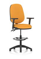 Eclipse Plus II Lever Task Operator Chair With High Rise Draughtsman Kit With Height Adjustable Arms Bespoke Colour Back And Seat Senna Yellow