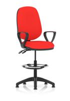 Eclipse Plus II Lever Task Operator Chair With High Rise Draughtsman Kit With Loop Arms Bespoke Colour Back And Seat Bergamot Cherry