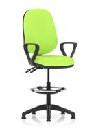Eclipse Plus II Lever Task Operator Chair With High Rise Draughtsman Kit With Loop Arms Bespoke Colour Back And Seat Myrrh Green