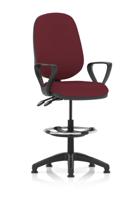 Eclipse Plus II Lever Task Operator Chair With High Rise Draughtsman Kit With Loop Arms Bespoke Colour Back And Seat Ginseng Chilli