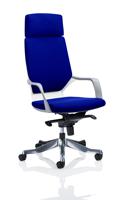 Xenon Executive White Shell High Back With Headrest Bespoke Colour Back And Seat Stevia Blue