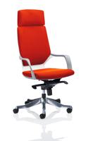 Xenon Executive White Shell High Back With Headrest Bespoke Colour Back And Seat Tabasco Orange