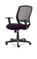 Mave Task Operator Chair Black Mesh With Arms Bespoke Colour Seat Tansy Purple