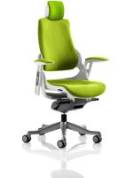 Zure White Shell With Headrest Bespoke Colour Back And Seat Myrrh Green
