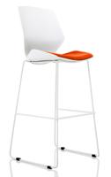 Florence White Frame High Stool in Bespoke Seat Tabasco Orange