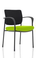 Brunswick Deluxe With Arms Black Frame Black Fabric Back Bespoke Colour Seat Myrrh Green