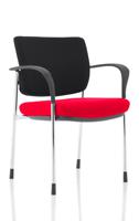 Brunswick Deluxe With Arms Chrome Frame Black Fabric Back Bespoke Colour Seat Bergamot Cherry