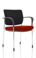 Brunswick Deluxe With Arms Chrome Frame Black Fabric Back Bespoke Colour Seat Ginseng Chilli