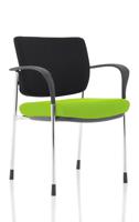 Brunswick Deluxe With Arms Chrome Frame Black Fabric Back Bespoke Colour Seat Myrrh Green