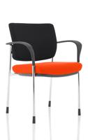 Brunswick Deluxe With Arms Chrome Frame Black Fabric Back Bespoke Colour Seat Tabasco Orange