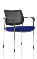 Brunswick Deluxe With Arms Chrome Frame Mesh Back Bespoke Colour Seat Stevia Blue