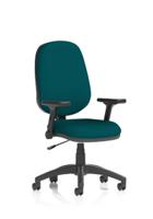 Eclipse Plus I Lever Task Operator Chair With Height Adjustable And Folding Arms Bespoke Colour Back And Seat Maringa Teal