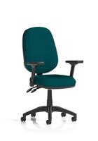 Eclipse Plus II Lever Task Operator Chair With Height Adjustable And Folding Arms Bespoke Colour Back And Seat Maringa Teal