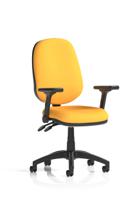 Eclipse Plus II Lever Task Operator Chair With Height Adjustable And Folding Arms Bespoke Colour Back And Seat Senna Yellow