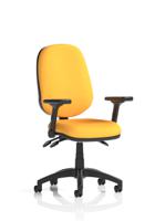 Eclipse Plus III Lever Task Operator Chair With Height Adjustable And Folding Arms Bespoke Colour Back And Seat Senna Yellow