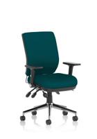 Chiro Medium Back With Height Adjustable And Folding Arms Bespoke Colour Back and Seat Maringa Teal