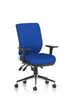 Chiro Medium Back With Height Adjustable And Folding Arms Bespoke Colour Back and Seat Stevia Blue
