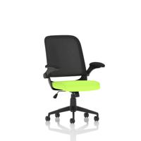Crew Mesh Back Task Operator Office Chair Bespoke Fabric Seat Myrrh Green With Folding Arms - KCUP2019