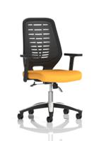 Relay Task Operator Chair Black Back With Height Adjustable Arms Bespoke Colour Senna Yellow